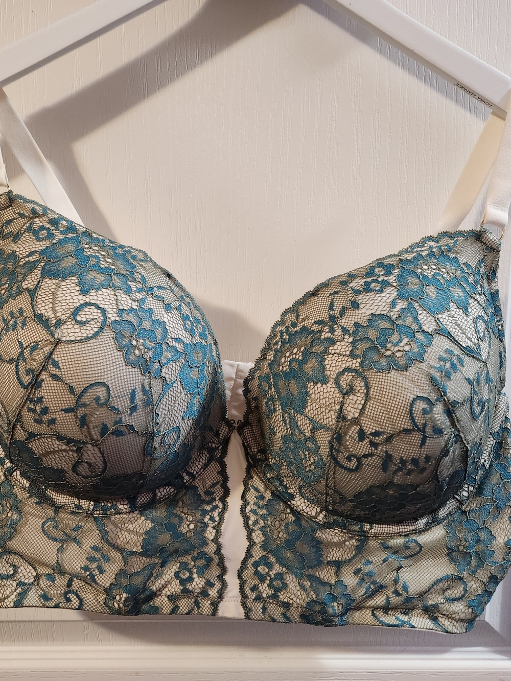 torrid Teal Lace Longline Bra with Cream Base